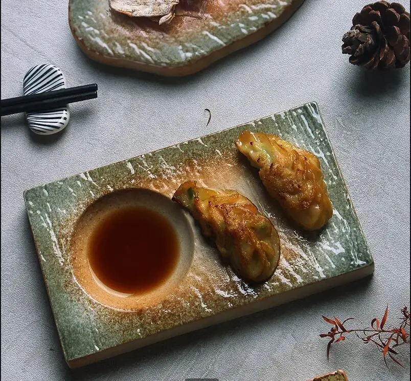 Home Cooking Japanese Food - จานสเต็กเซรามิกวินเทจ สำหรับร้านอาหารญี่ปุ่น โรงแรม ซาชิมิ ซูชิ อาหาร