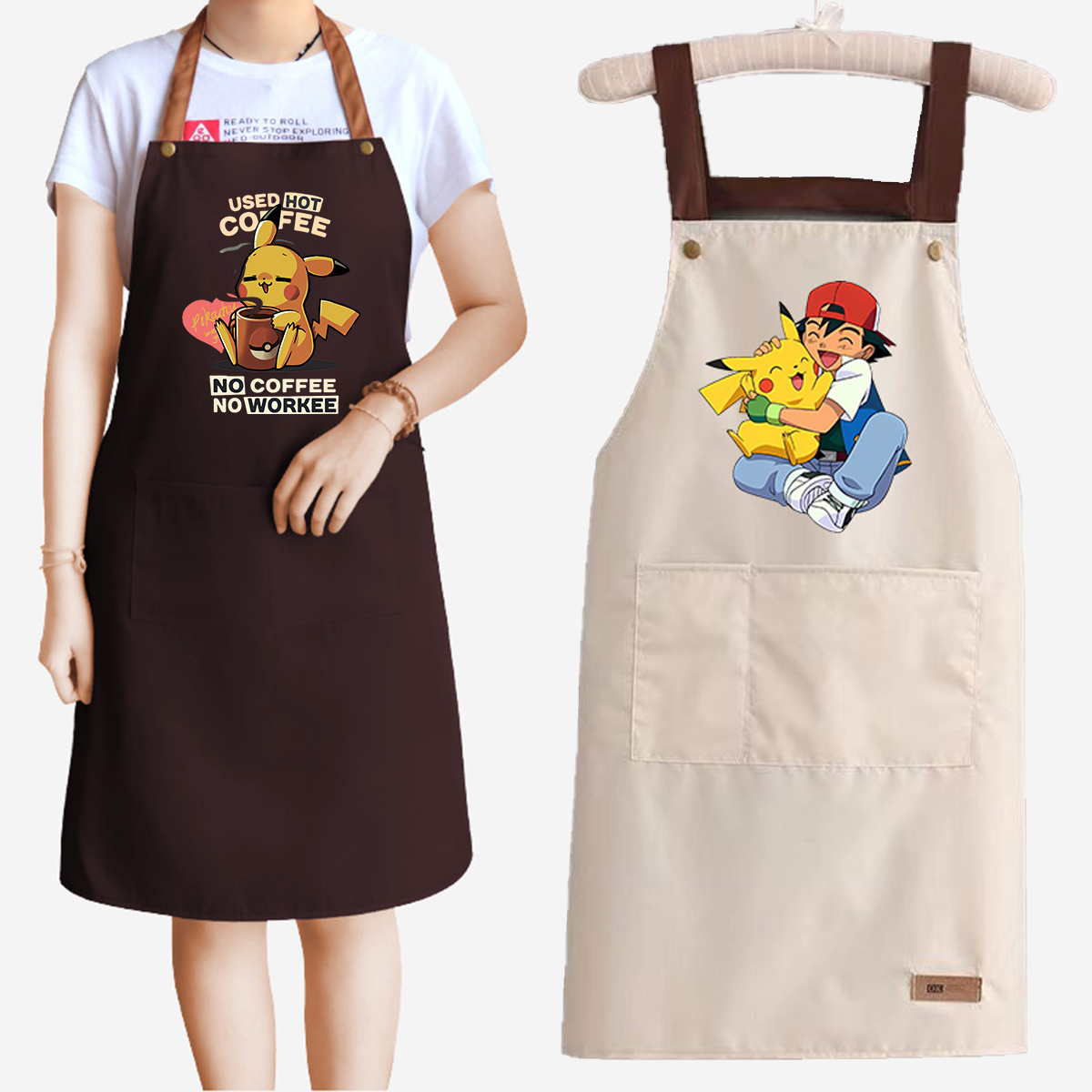 Home Cooking Services - อะนิเมะโปเกมอนผ้ากันเปื้อนทำอาหารผู้หญิงผู้ชายกันน้ำพิมพ์ลายครัวร้านอาหารอุปกรณ์เสริมบ้านผ้ากันเปื้อนป้องกันสิ่งสกปรกอุปกรณ์ประกอบฉาก