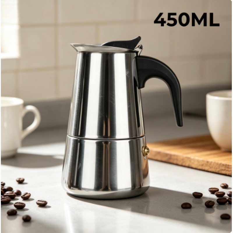 Home Cooking Appliances - หม้อต้มกาแฟมอค่าพอตสแตนเลสแบบหลายถ้วยสำหรับเตาแก๊ส เครื่องชงกาแฟเอสเพรสโซพร้อมตัวกรอง สำหรับใช้ในครัวเรือน 2-9 ถ้วย