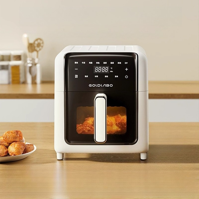 Home Cooking Appliances - หม้อทอดไร้น้ำมันแบบตั้งโต๊ะพร้อมช่องโลหะเต็มตัว - ความจุขนาดใหญ่ 6.5 ลิตร เครื่องทำอาหารไร้น้ำมันแบบมองเห็นได้